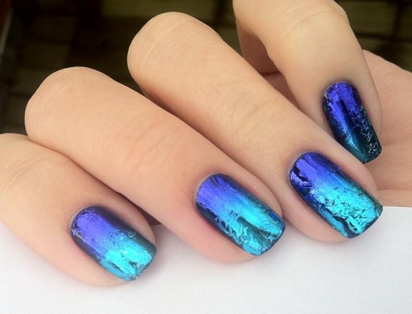 Turquoise Foil Nails