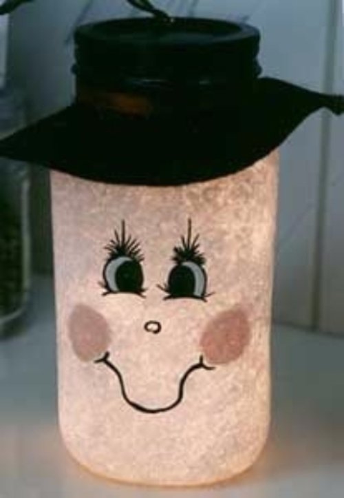 Mason Jar Snowman Light