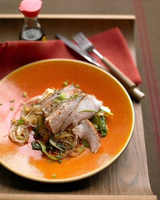 Pork Chop with Chard and White Beans