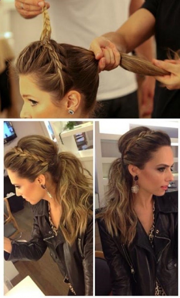 Low Ponytail with a Braided Hair Crown