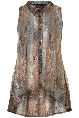 Topshop Snake Print Sleeveless Tail Shirt