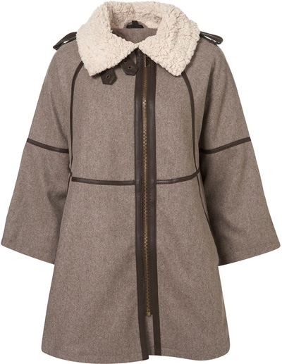 Topshop Oatmeal Borg Collar Cape