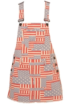 Topshop USA Print Dungaree Dress