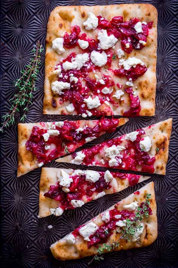 Roasted Cranberry and Goat Cheese Flatbreads