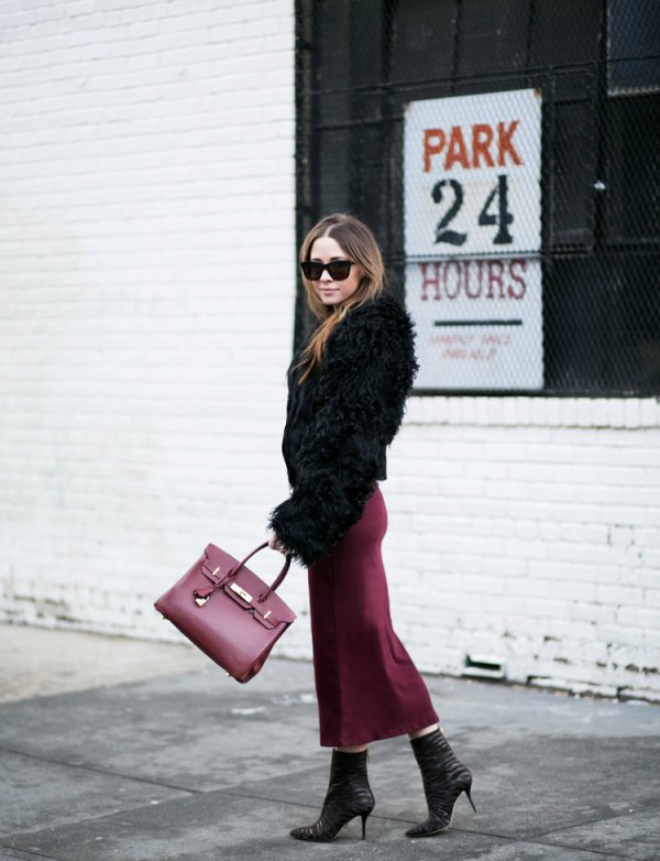 Marsala Velvet Skirt