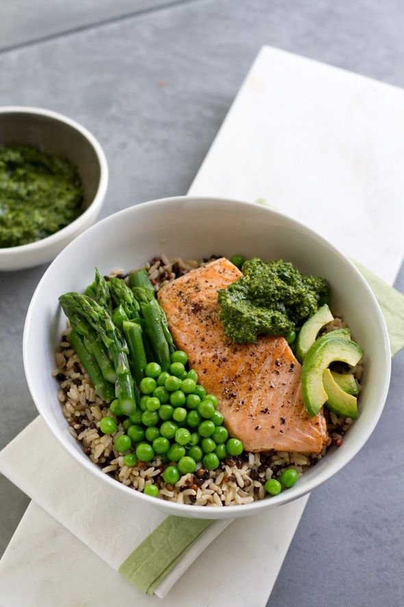 Seared Salmon and Cilantro-Cashew Whole Grain Bowl