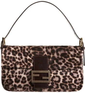 Fendi Leopard Print Pony Baguette Bag