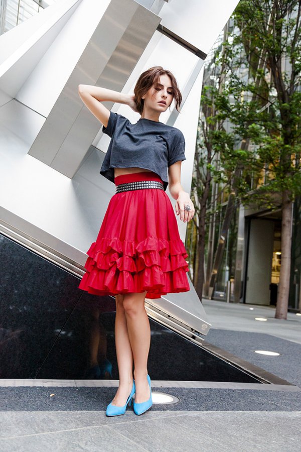 Wear Skirts with Ruffles to Add Width to Hips