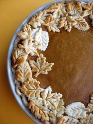 Pumpkin Pie with Pie Crust Leaves