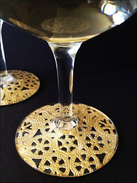 Gilded Lace Champagne Glasses