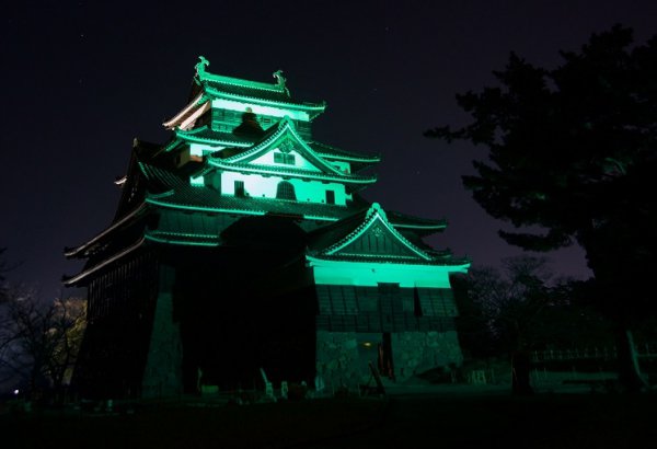 green, landmark, night, darkness, light,