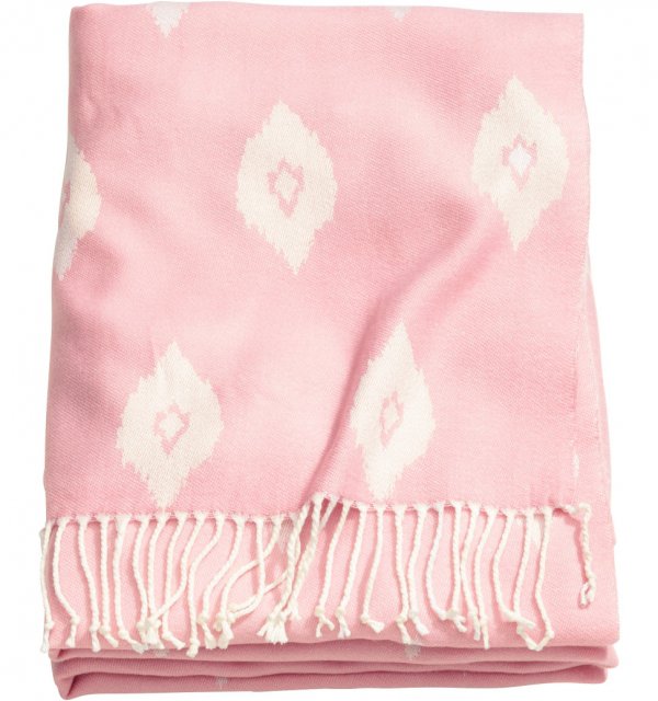 Pink Jacquard-Weave Throw