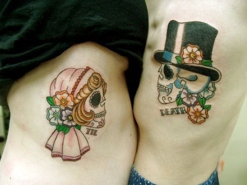 Bride and Groom Sugar Skull Tattoos