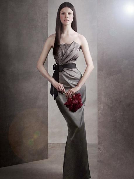 Long Draped Satin Dress...