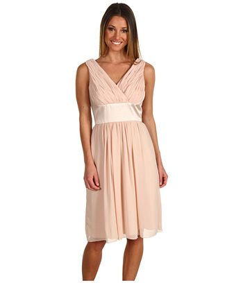 Donna Morgan Satin & Chiffon V-Neck Dress