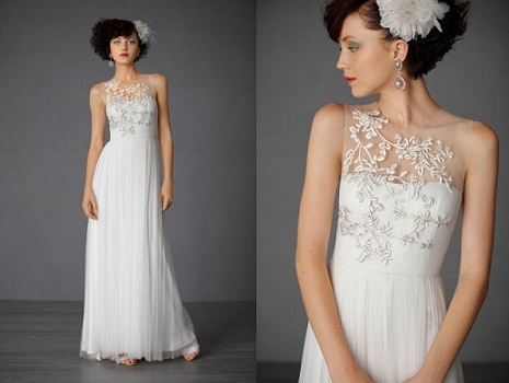 BHLDN Sheer Neckline Wedding Dress...