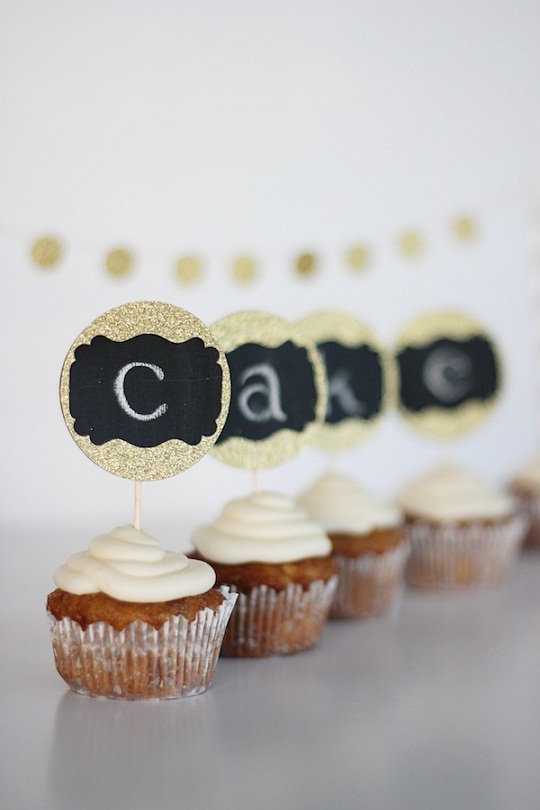 Chalkboard Wedding Cupcake Topper...