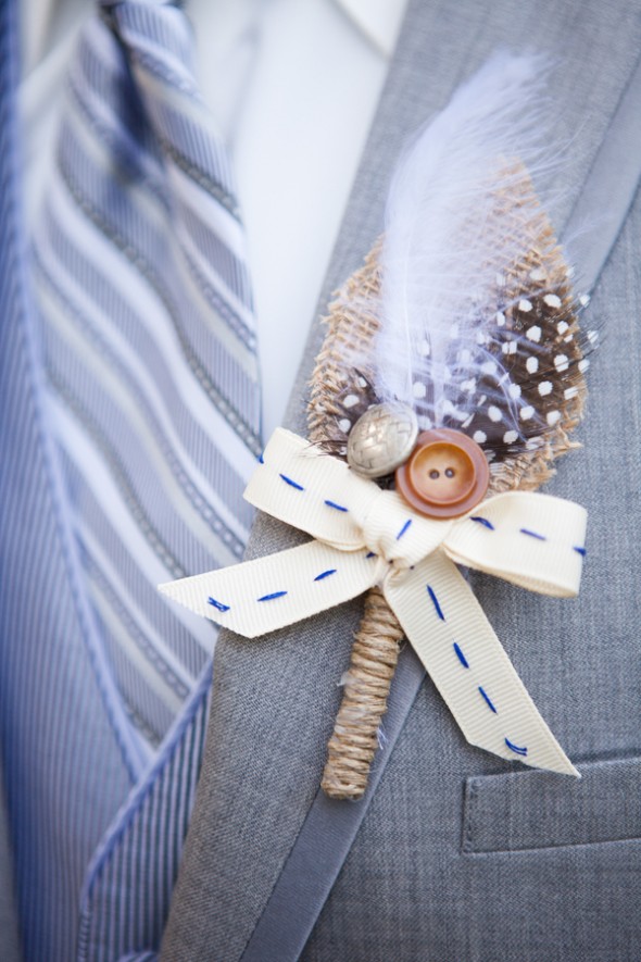 Feather Theme Wedding Boutonniere...