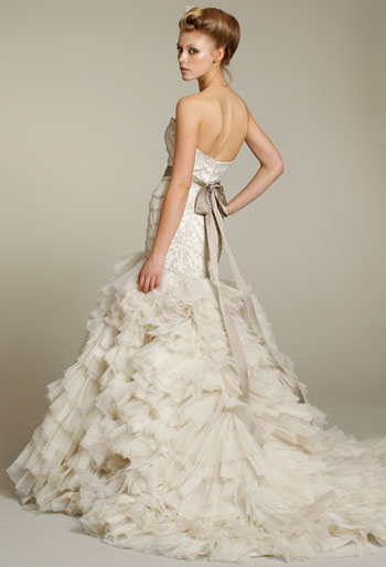 Lazaro Chapel Train Ruffle Skirt...