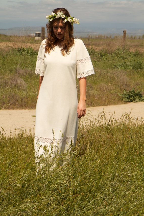 1970s Hippie Vintage Wedding Dress