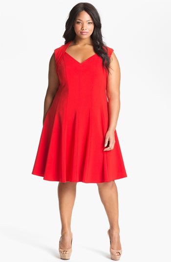 Calvin Klein in Cap Sleeve Fit & Flare Dress