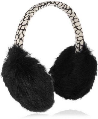 Diane Von Furstenberg Lothbury Rabbit and Printed Wool Earmuffs