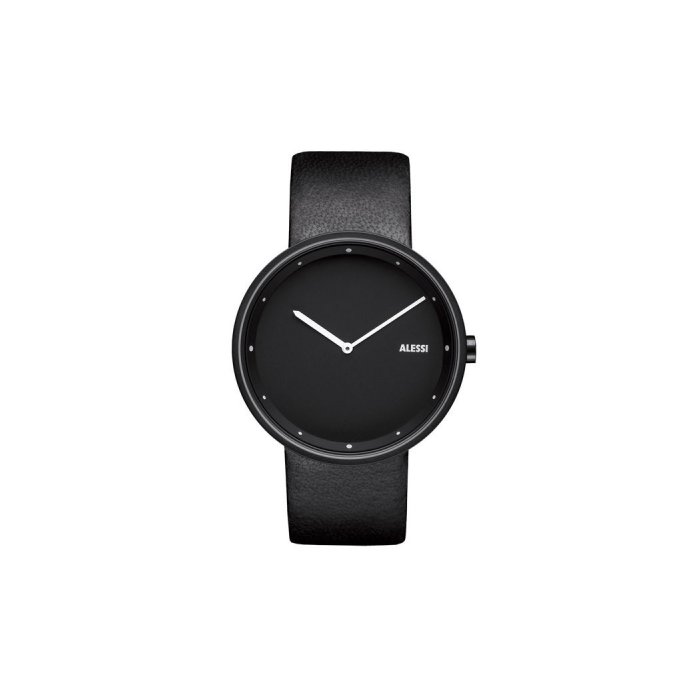 Alessi out Time Stainless Steel and Leather Watch