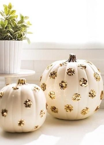 White and Gold Polka Dot Pumpkins