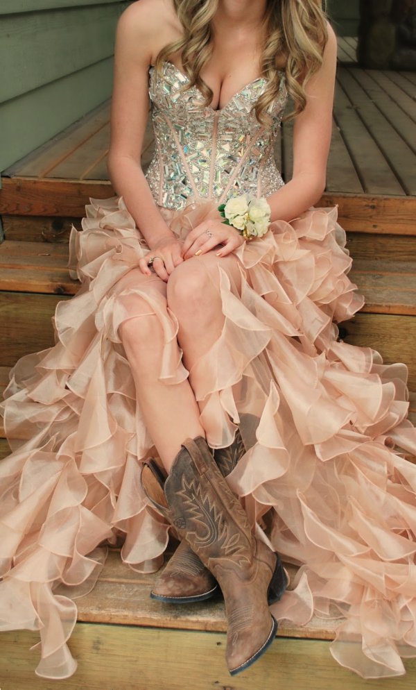 Ruffled Dress and Cowboy Boots