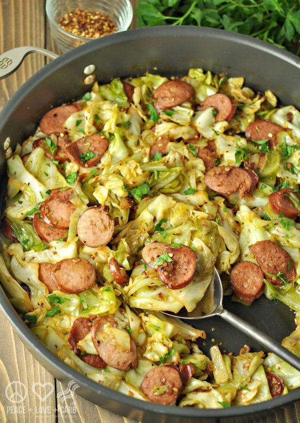 Fried Cabbage with Kielbasa