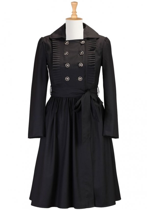 Pleated Military Style Coat Dress