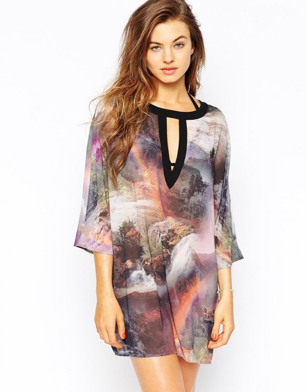 Ted Baker Landscape Cut out Beach Dress