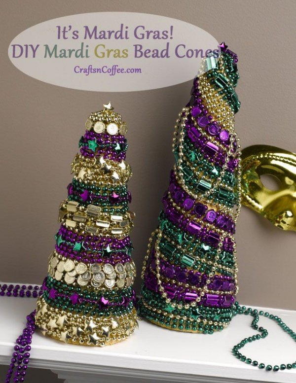 Mardi Gras Bead Topiaries