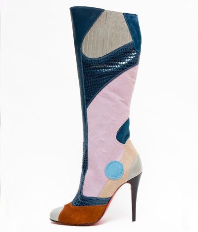 Christian Louboutin Leather and Suede High-heel Boot