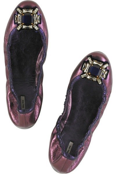 Miu Miu Jeweled Banana Flats