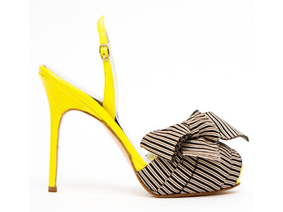 Leather Sandals with Striped Bow by Bruno Frisoni