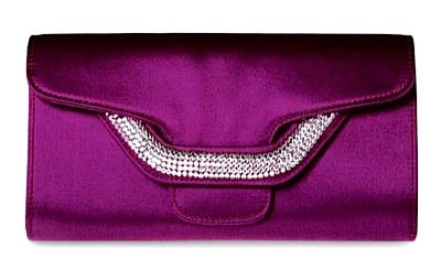 Sergio Rossi Bouganville Satin Clutch with Crystal Detail