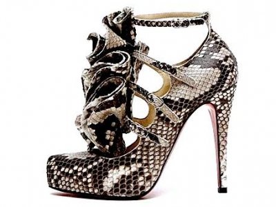 Christian Louboutin Python Pump with Ruffle Detail