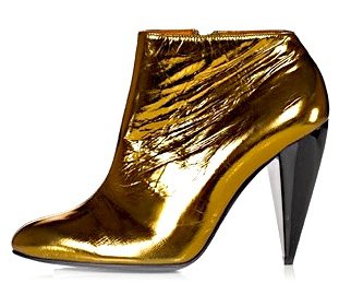 Metallic Booties with Lacquered Cone Heel by Lanvin