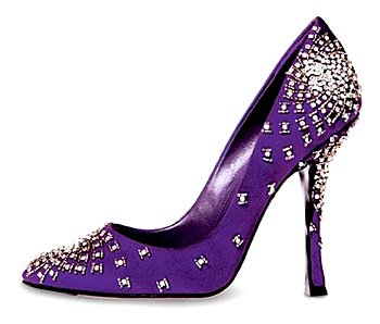 Sergio Rossi Purple Satin Pump with Crystals