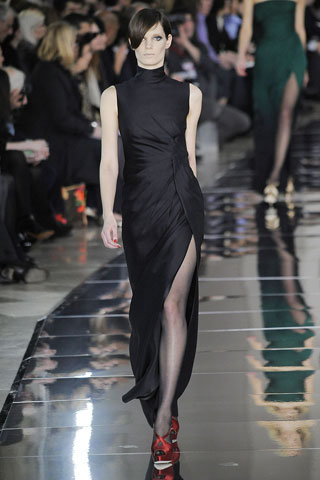 Black Sleeveless Gown with Ruches