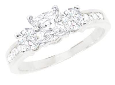 1 Carat Princess Diamond Engagement Ring on 14K White Gold ...