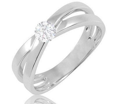 14K White Gold .25 Carat round Diamond Solitaire Ring ...