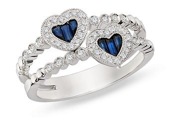 1 1/2 Carat Sapphire and Diamond 14K White Gold Heart Ring
