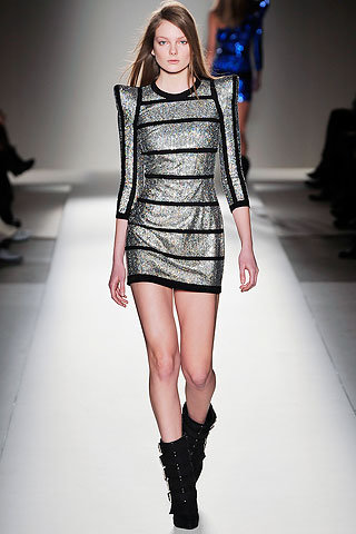 Balmain's Rhinestone Cowgirl Silver Sequin Dress with Black Stripes