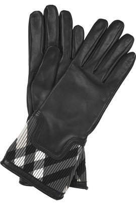 Burberry Check-print Leather Gloves