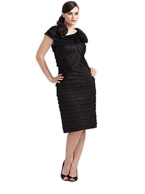 Stretch Taffeta Pleated Dress