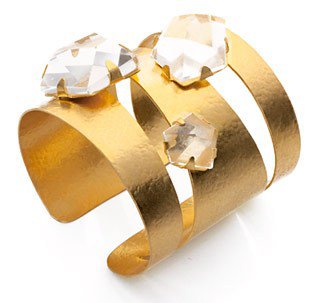 Hervé Van Der Straeten. Pépites Cuff in Gilded Brass and Natural Rock Crystal