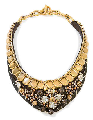 Miu Miu. Metal Necklace with Crystal and Metal Detail