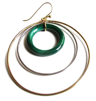 Taher Chemirik. 18K Gold Jadeite and Ebony Earring